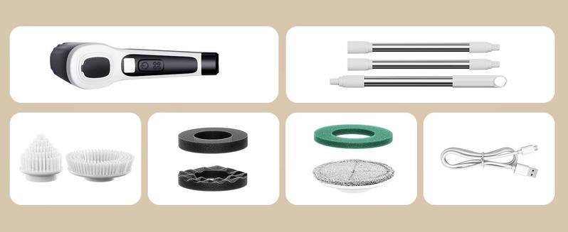 【Clearance sale】Powerful Electric Spin Scrubber with Cordless Cleaning Brush with 6 Heads,3 Adjustable length Handle,Dual-Speed, Waterproof, Deep Clean for Bathroom, Tub, Tile