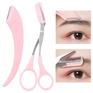 Eyebrow Scissors Set, Stainless Steel Razor Scissors With Comb,Eyebrow Shaping Tool, Beauty Tool for Beginners,Eyebrow Product for Women & Girls,Men