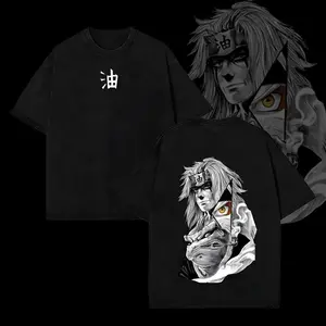 Jiraiya x Naruto Anime Double Printed Vintage Washed Tee Unisex Oversize Anime Manga Washed Heavyweight Cotton T-shirt Naruto Merch Jiraiya Fan