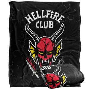 Strannger Thinngs Hellfire Club Blanket Inspired Silky Touch Throw Blanket | Super Soft Cozy Fleece Blanket | Retro 80s Fantasy Logo Print | Lightweight Sofa Bed Home Decor Gift
