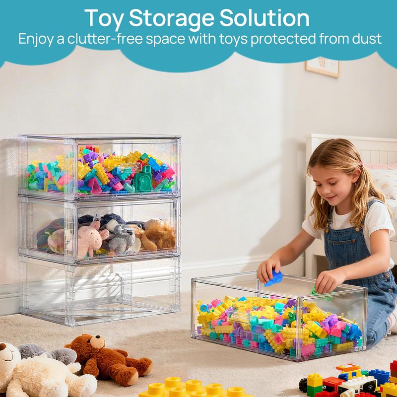 【New Arrival】Vtopmart 2-5 Pack UnderBed Large Clear Stackable Storage Drawers 18-27QT, Easily Assemble Closet Storage Bins, Dust-Proof for storing shoes, clothes, bedding, and off-season essentials
