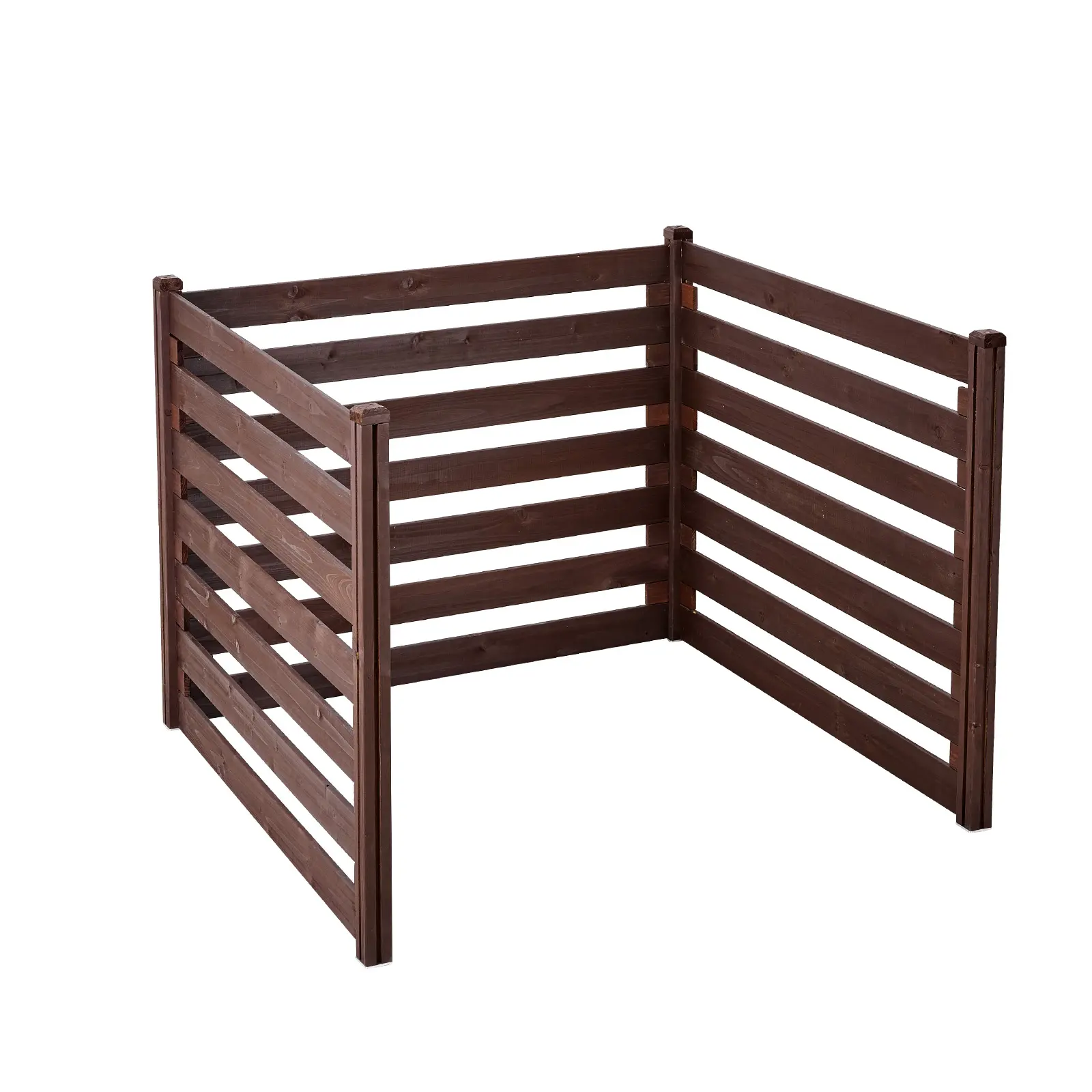 VEVOR 3-Panel Real Wood Privacy Fence, 48x37in Slatted Outdoor Screen with Metal Stakes, Steel Frame, Natural Grain, 3-panel Expand, Pool Equipment Enclosure, Blocks Pool Gear, Outdoor Landscape Use, Can Be Painted or Stained, Garden Trash Can Hider