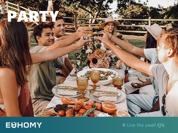 EUHOMY 12V Refrigerator (24/37/53Quart /23L/35L/50L) supports 12V/24V DC & 110-240V AC. Portable with -4°F~68°F range, it features wheels, 2 baskets, and large cooling zone. Ideal for RVs, travel, Truck, Boat