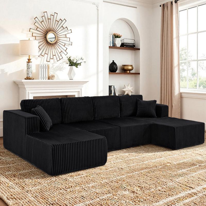 【3 Packages shipping】Large U-Shaped Modular Sofa Set [Extended Version] | Modern Minimalist Cordova Convertible Sofa Bed, Spacious Design for Living Room/Bedroom, Space-Saving & Comfortable Sofa Boneless Sectional Couch