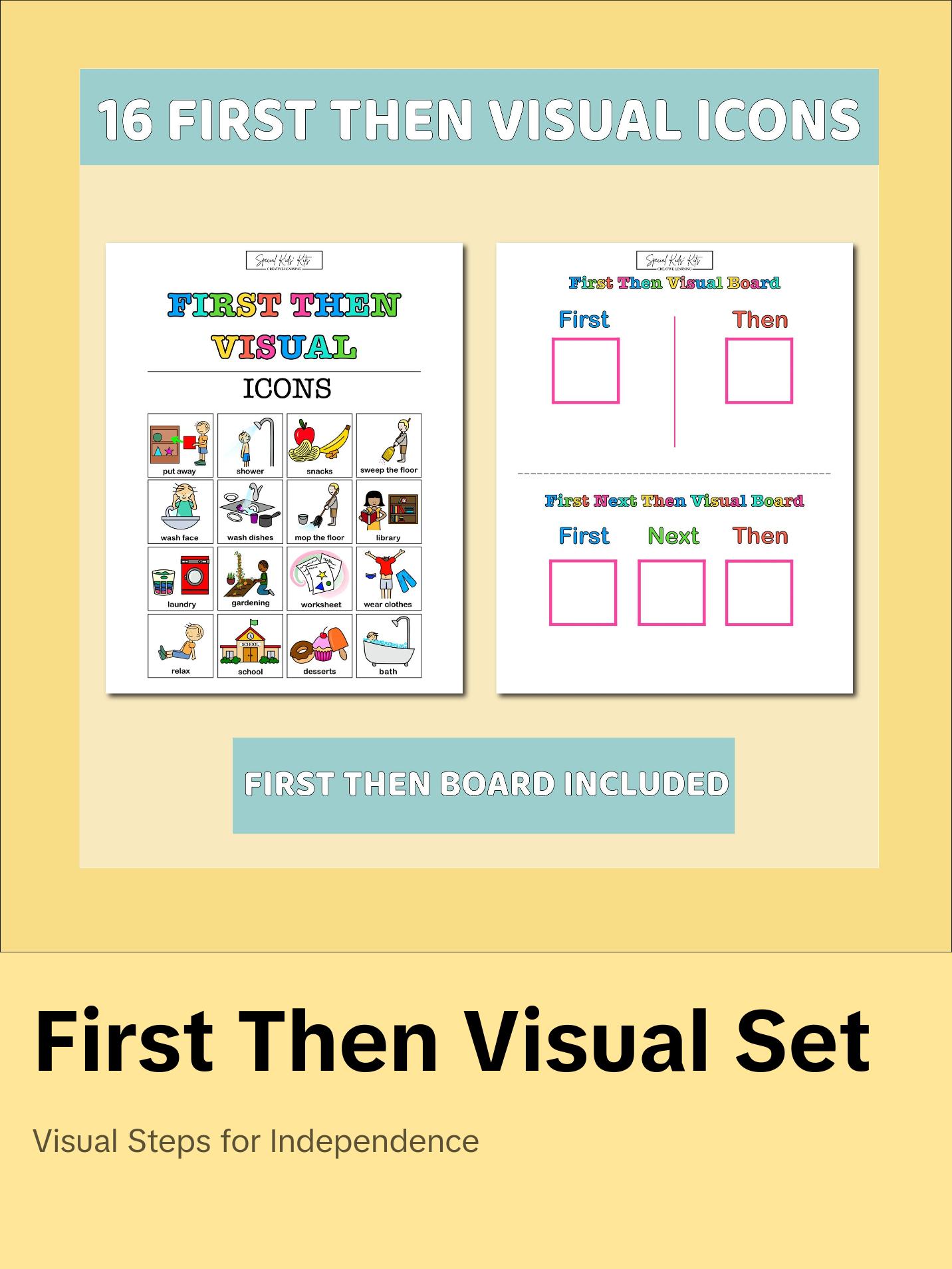 Printable Pink First Then Board + 16 Icons for Kids | First Then for Autism | Behavioral Therapy | ABA | ADHD | Bonus Visual Schedule Icons!
