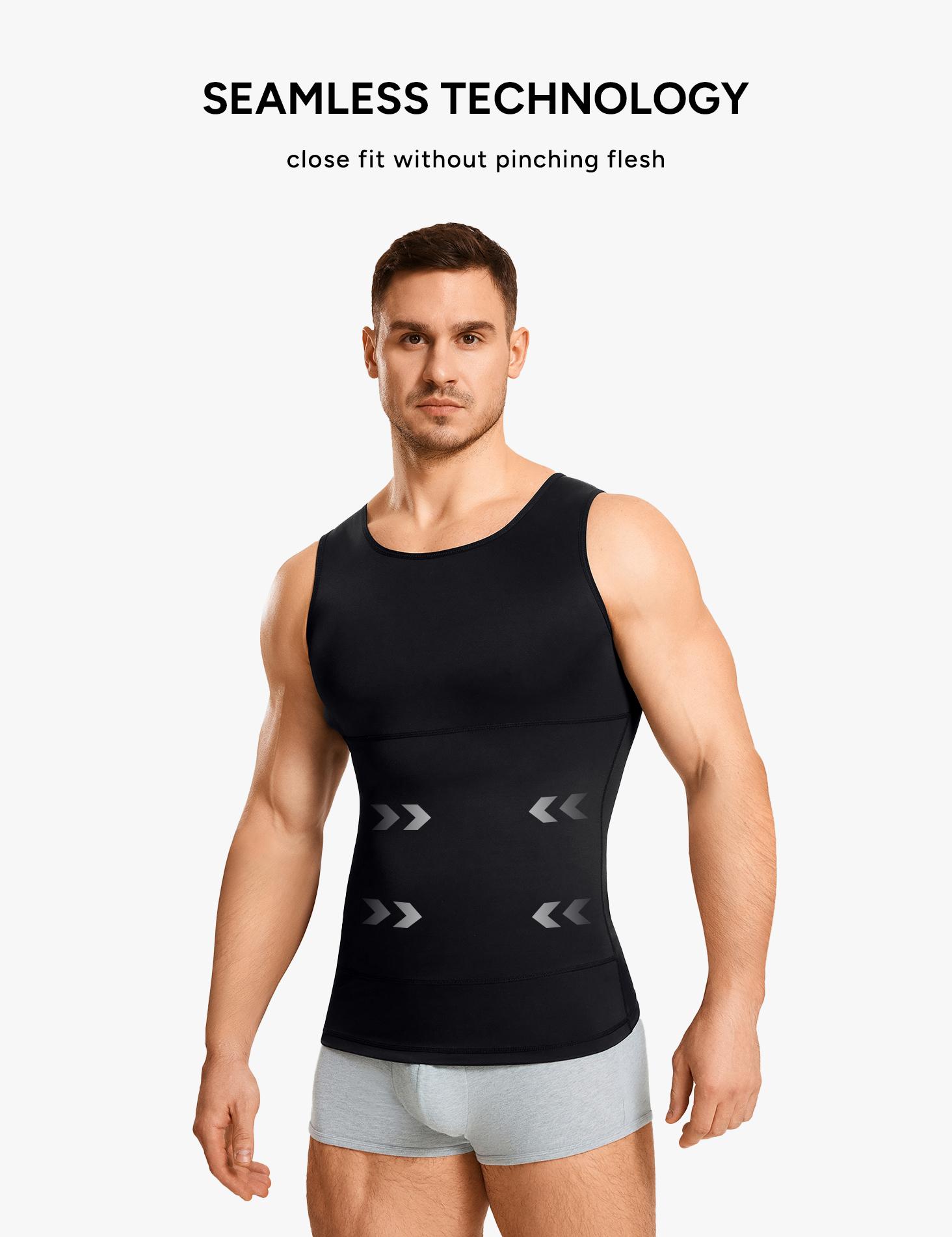 【LIVE】Nebility Men's Tummy Control Shapewear Tanktop - Sleeveless High Elasticity Breathable, Waist Chest Compression Vest Athletic Workout Clothing