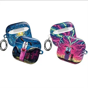 Courage the Cowardly Dog – Surreal Starry Night Art AirPods Case Collection  Van Gogh-Inspired Cosmic Sky & Lightning Storm Designs  Retro Cartoon Nostalgia Cover for AirPods Pro 1 2 3  AirPods 1234  Gift Case
