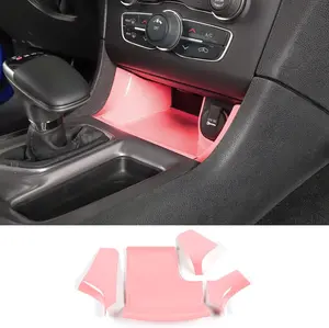 for Charger Center Consoles Gear Shift Shifter Storage Compartment Bin Trim Panel Garnish for 2011-2025+ Dodge Charger Interior Accessories,ABS Pink 4pcs