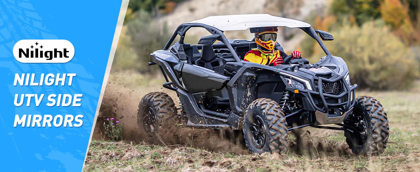 Nilight UTV Side Mirrors Aluminum X3 Rear View Mirror Upgraded 360 Degree Adjustment Compatible with 2016 2017 2018 2019 2020 2021 2022 2023 Can Am Maverick X3 Turbo R