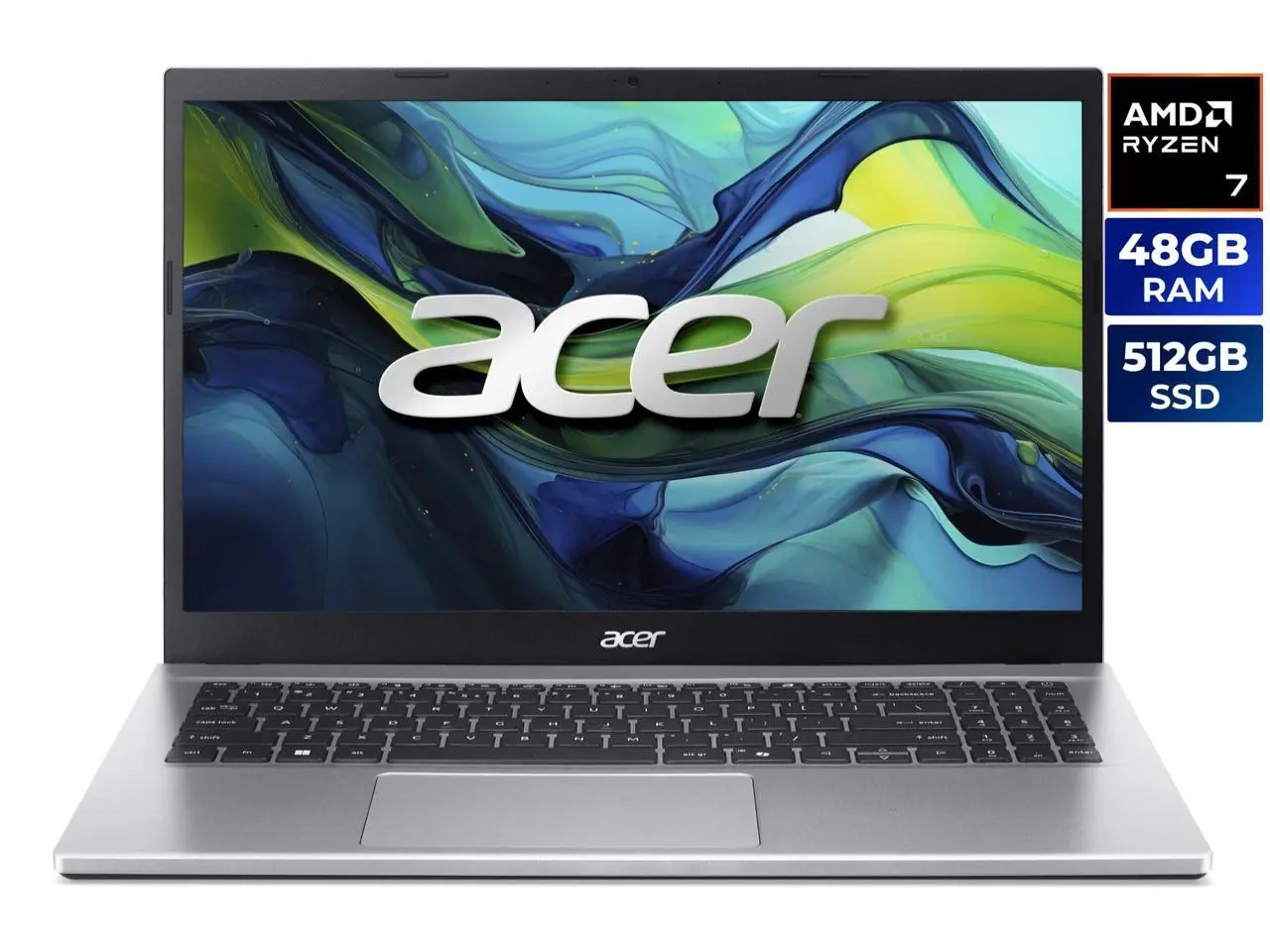 Acer Aspire Go 15 15.6" AMD Ryzen 7 5825U 48GB DDR4 Memory DDR4 3200 512GB PCIe Gen4 SSD Windows 11 Home AG15-42P-R6GZ