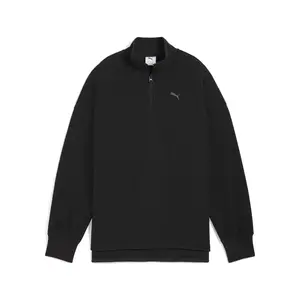 PUMA Womens Her Oversized Half-Zip Winterized Crew  Casual - Black