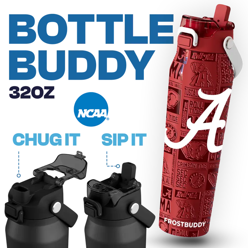 Bottle Buddy - Collegiate Edition - Dual Function lid Water Bottle - Stainless Steel - Double Wall Insulated
