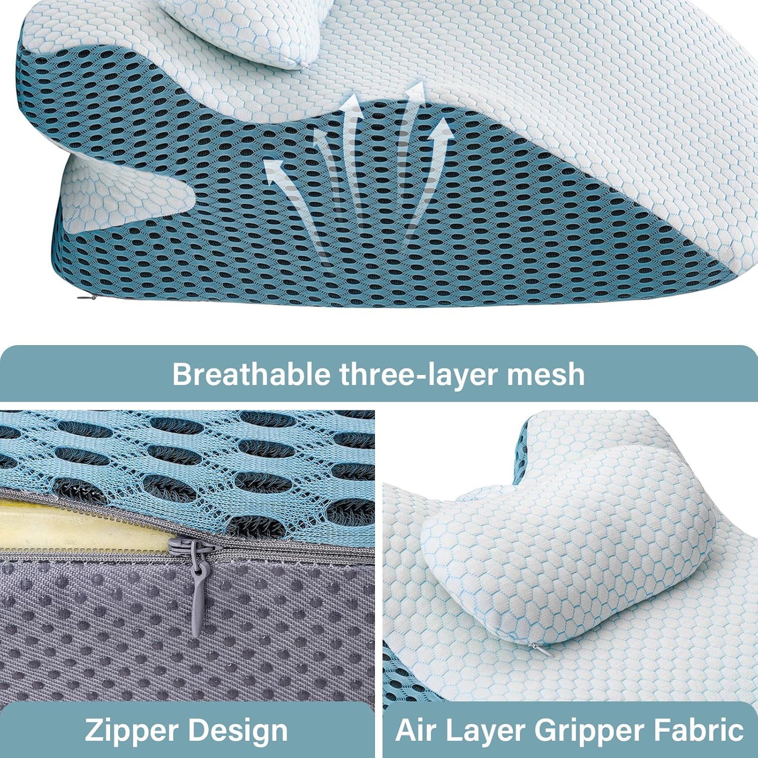 Wedge Pillow, Pillow Wedge with Small Support Pillow Ergonomic Memory Foam Wedge Pillow for Female, Comfortable Wedge Pillow for Neck and Back, Small Wedge Pillow for Sleeping Reading Back Pain Relief(Suitable for people weighing 100-250IB)