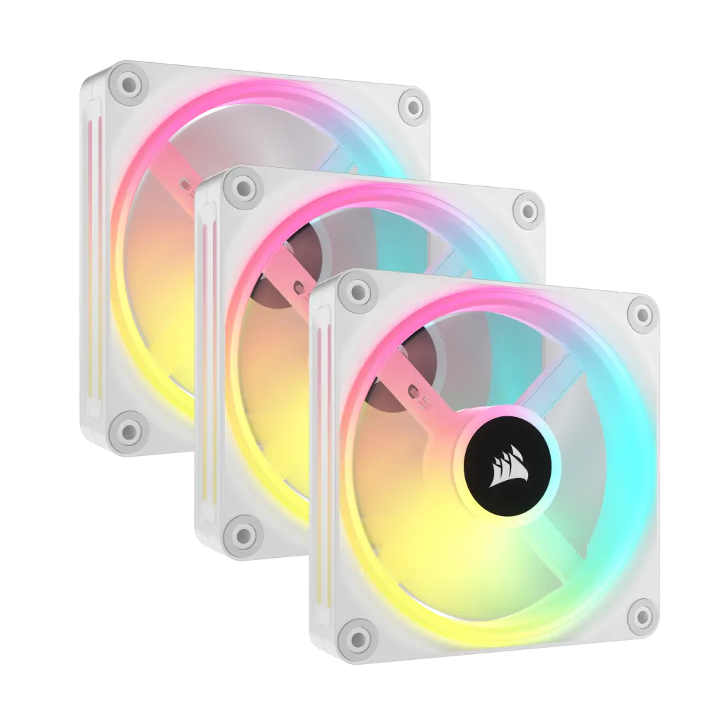 iCUE LINK QX120 RGB 120mm PWM PC Fans Starter Kit with iCUE LINK System Hub - White