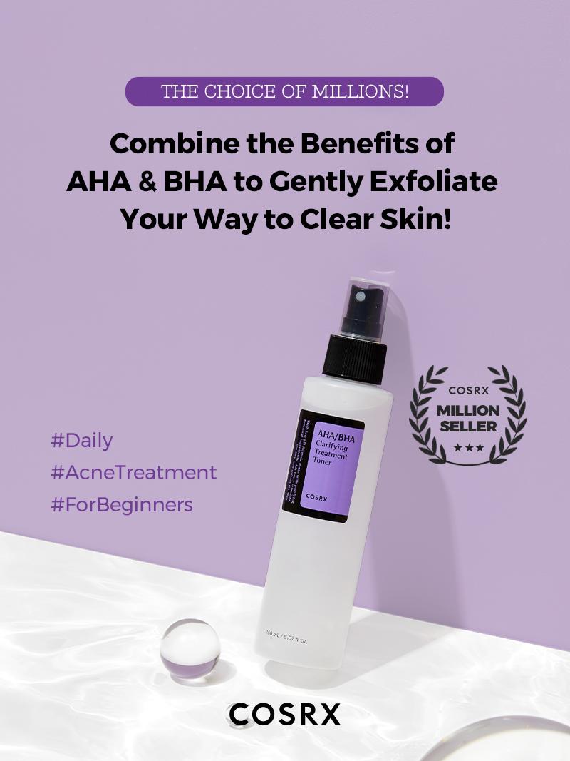 [COSRX Official] AHA/BHA Clarifying Treatment Toner (150ml) | ELIMINATE IMPURITIES, EXFOLIATE & HYDRATE ALL IN ONE STEP,