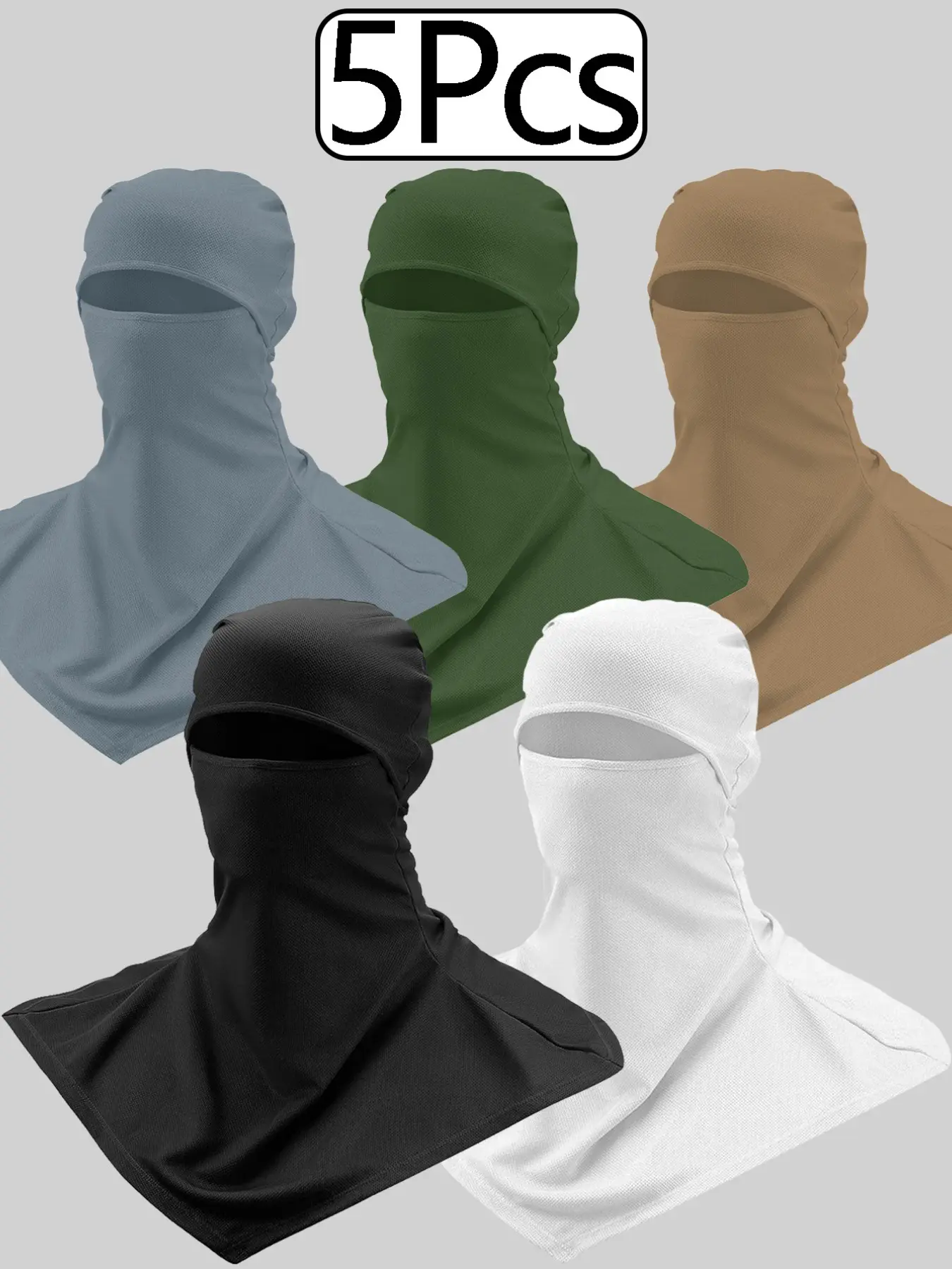 5Pcs Balaclava Face Cover Sun Protection Neck Cover Summer Balaclava Motorcycle Face Mask for Men Women Windproof Long-necked Hood fishing hat Sun Protective Hiking Fishing Hats Balaclava Headwear