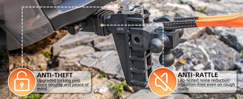 Adjustable Trailer Hitch with Hook, Tri-Ball (1-7/8" x 2" x 2-5/16") Drop Hitch, Fits 2-Inch Receiver, 6-10 Inch Drop Hitch, 17000 LBS GTW-Class 3 Tow Hitch for Heavy Duty Truck, Solid Ball Mount