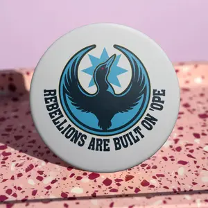 Rebellions Are Built On Hope Pin Button, Rebel Alliance Political, MN State Bird Loon Protest Rally Accessory, Election Campaign Supporter Gift, USA Voting Theme Collectible Button, Democrat Activist Lapel