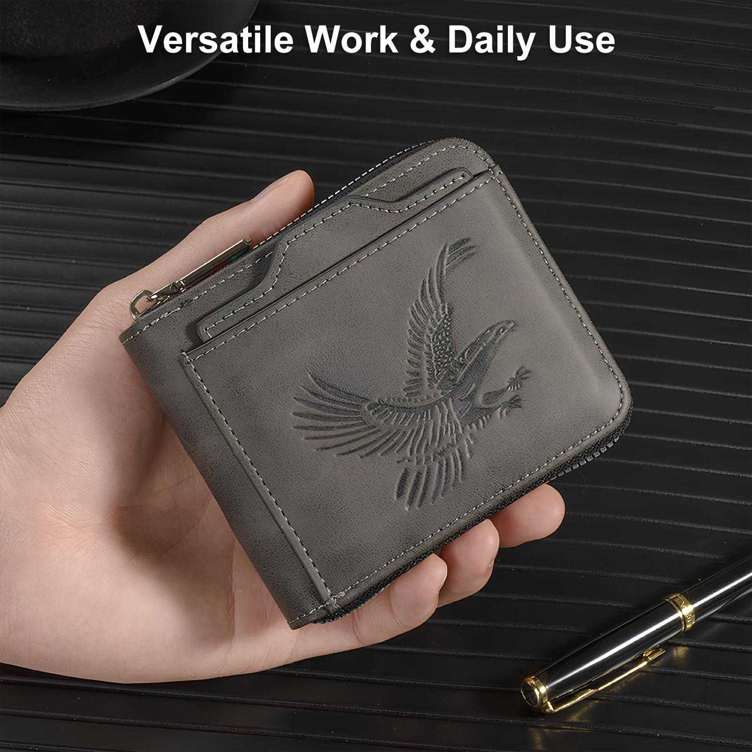 Men's Vintage Eagle-Embossed Short Wallet, Minimalist Wallet for Men, Business Multi-Card Slot Wallet, Casual Trendy Wallet for Work & Daily Use, PU Leather Men's Wallet Anniversary Christmas Father's Day Gifts for Him Men's Vintage Eagle-Embossed Short Wallet, Minimalist Wallet for Men, Business Multi-Card Slot Wallet, Casual Trendy Wallet for Work & Daily Use, PU Leather Men's Wallet Anniversary Christmas Father's Day Gifts for Him