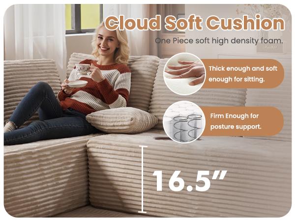 【3 Packages Shipping】Ovios 133" Sectional Cloud Couch for Living Room, Modular Floor Sofa with Plush Corduroy, No Assembly Required, Big Comfy Couches Set with Fluffy Memory Foam, Stupendous U Shaped Sofas with Chaise 【3 Packages Shipping】Ovios 133" Sectional Cloud Couch for Living Room, Modular Floor Sofa with Plush Corduroy, No Assembly Required, Big Comfy Couches Set with Fluffy Memory Foam, Stupendous U Shaped Sofas with Chaise