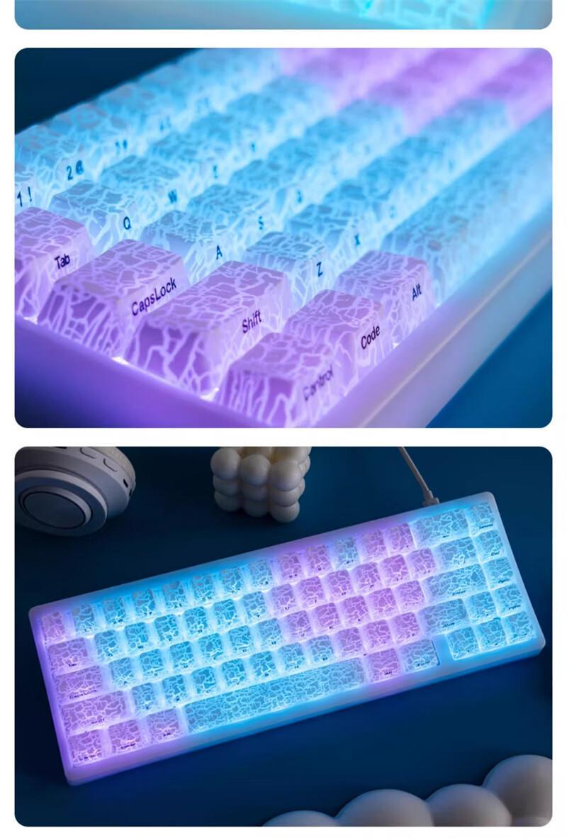 【Keycap Only】FURYCUBE Crakle Coated Translucent Keycaps 112 Keys Cherry Height Textured feel Mehcanical keyboard keycap, Cool Funny beautiful keycaps, for gaming/office/student, gift