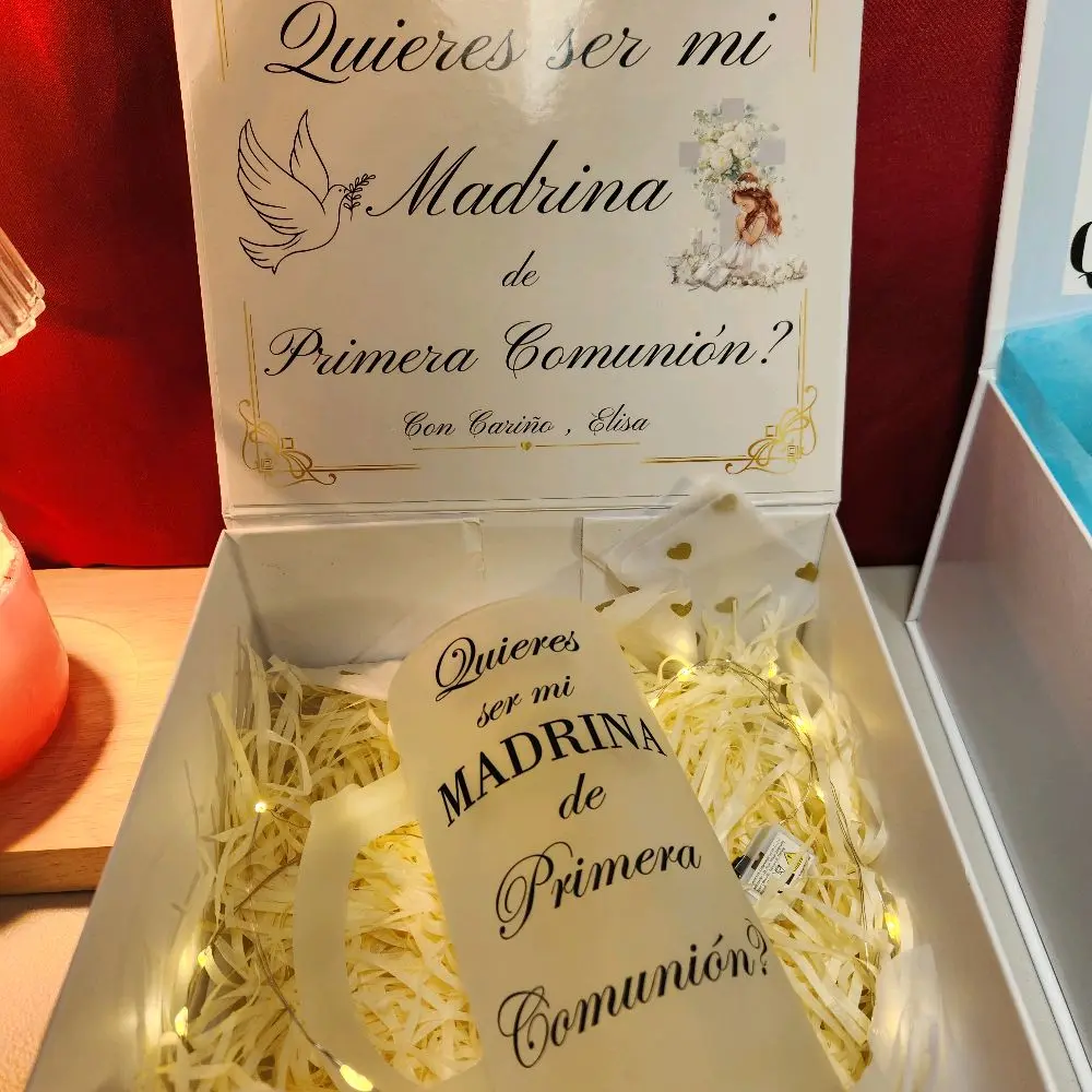 First Comunion Godmother proposal with a frosted glass 16oz