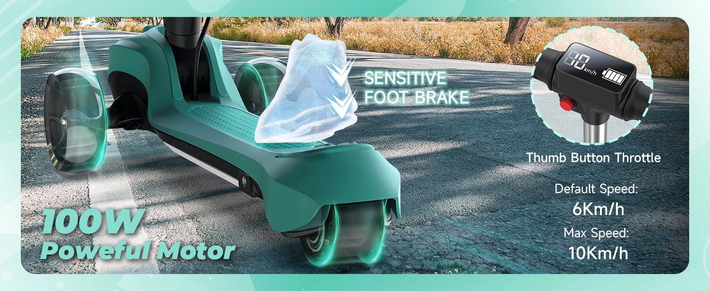 【Christmas gift】Balance Electric Scooter for Kids Ages 3-12, 3 Adjustable Height Toddler Motorized Scooters, Bluetooth Music Speaker, LED Light 3 Wheels, Thumb Accelerator, Balance Training Scooter for Toddlers,Foldable Scooter for Girls/Boys