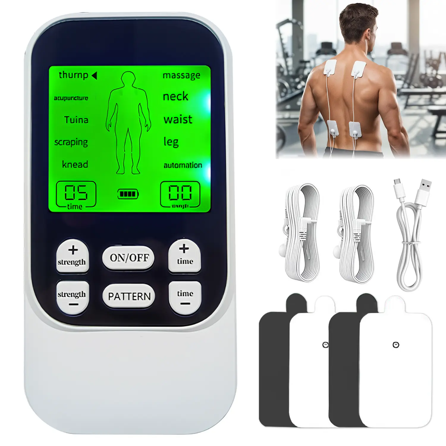 TENS Unit Electronic Pulse Massager, Portable Muscle Stimulator for Temporary Relief of Sore Back, Neck & Shoulder Muscles, Fitness Recovery & Relaxation