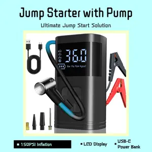 High Power Car Jump Starter with Air Compressor, 150PSI Tire Inflator, Fits All Gas & Up to 8.0L Diesel Engines