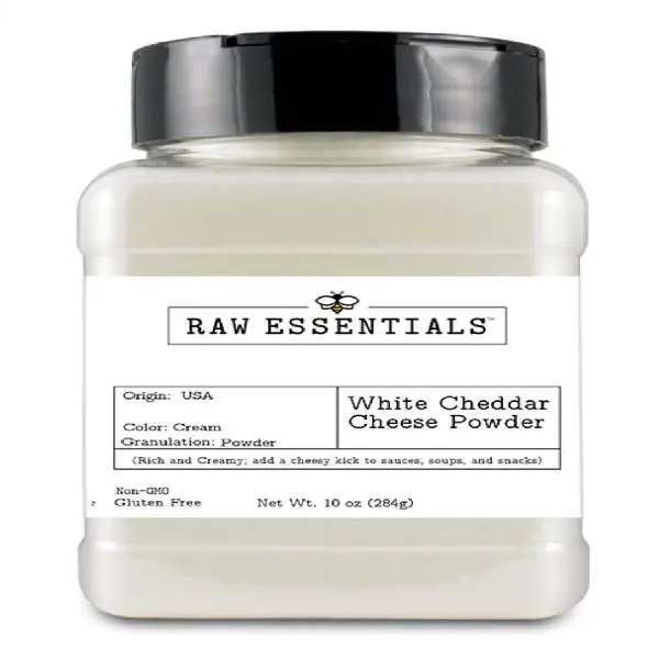 Raw Essentials White Cheddar Cheese Powder - Creamy and Rich Flavor - Perfect for Enhancing Sauces, Soups, and Marinades - Non-GMO and Gluten-Free - 10 Ounce Bottle