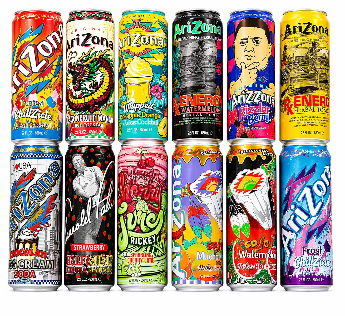 ICED TEA Drink Big Cans 22oz Variety 12 Pack | 12 Unique Fun Flavors | Iced Tea Drinks | Natural Flavors | 12 PACK