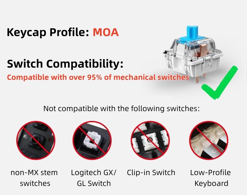 AULA MOA Keycaps 130 Keys, Cute Cloud Puppy Dye-Sub PBT Keycap Set, MX Compatible, 60% 65% 75% TKL 100% Mechanical Keyboards