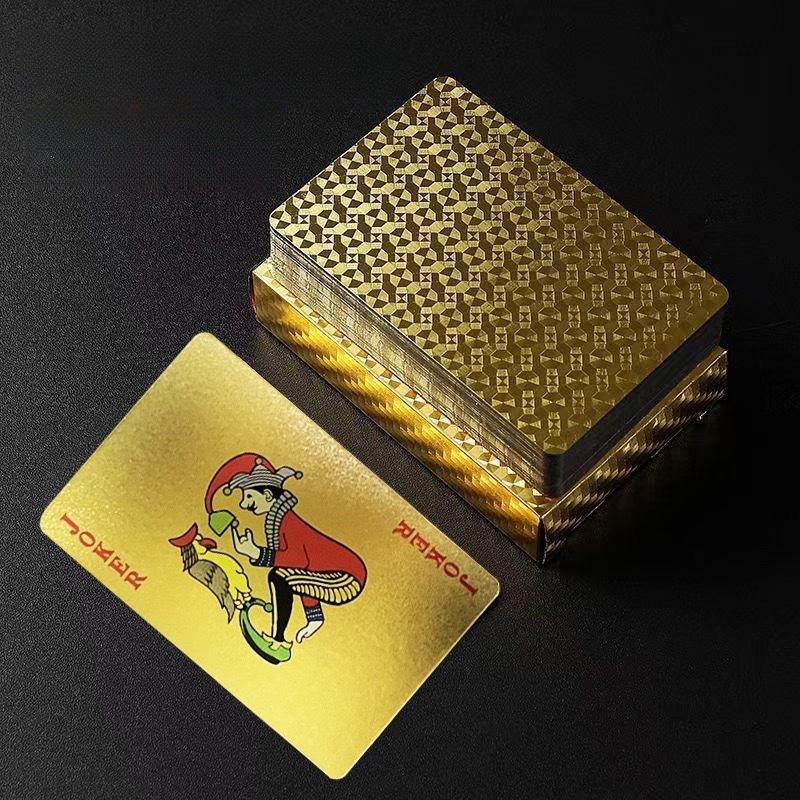 Premium Waterproof Plastic PET Poker Cards - Perfect For Family Game Nights & Parties (Black & Golden）Christmas Gift Christmas