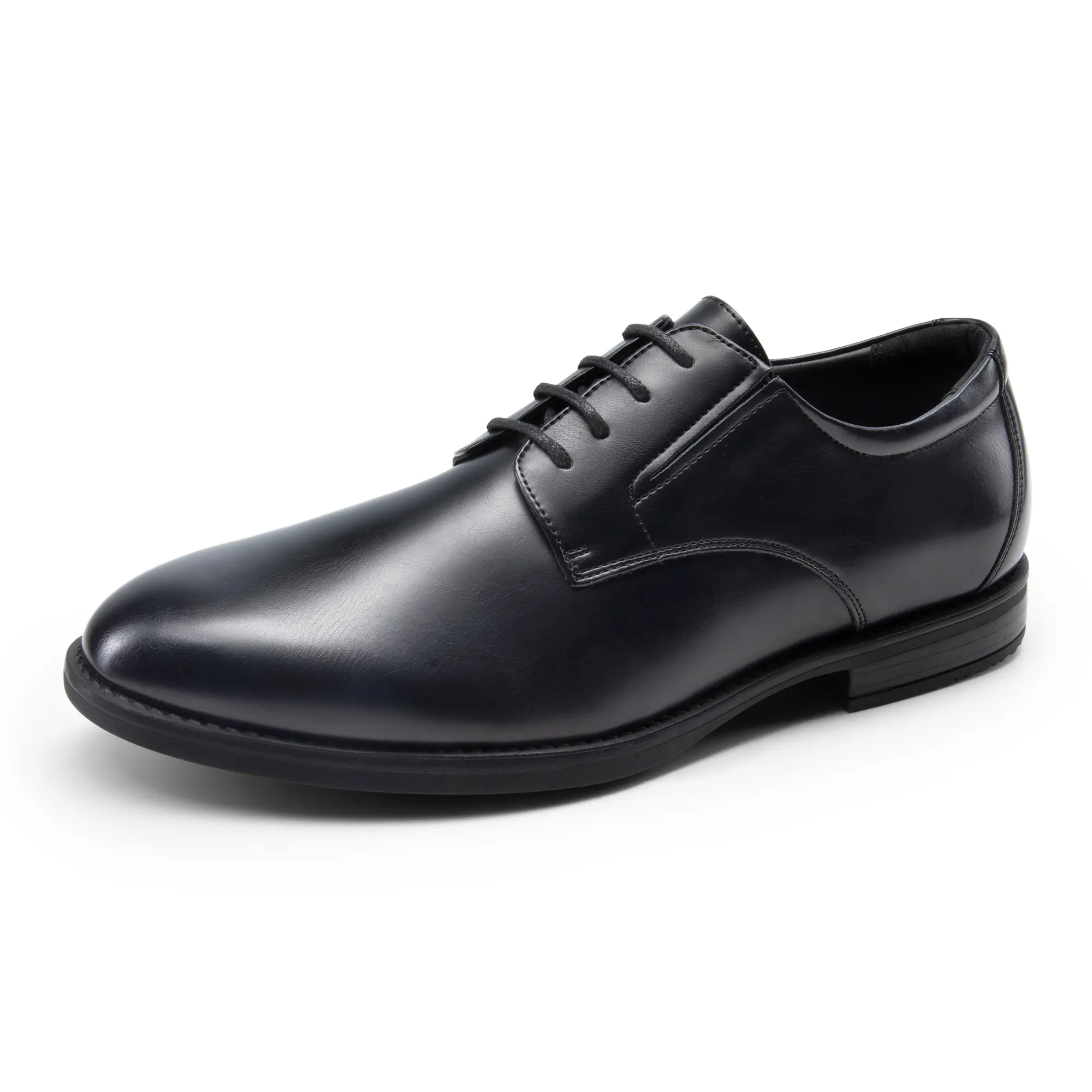 BRUNO MARC Men's Classic Leather Oxford Shoes - Derby Upper, Lace-Up Closure, Elastic Panels, Slip Resistant Rubber Soles, Padded Insole, Comfortable Casual Business Formal Walking Shoes