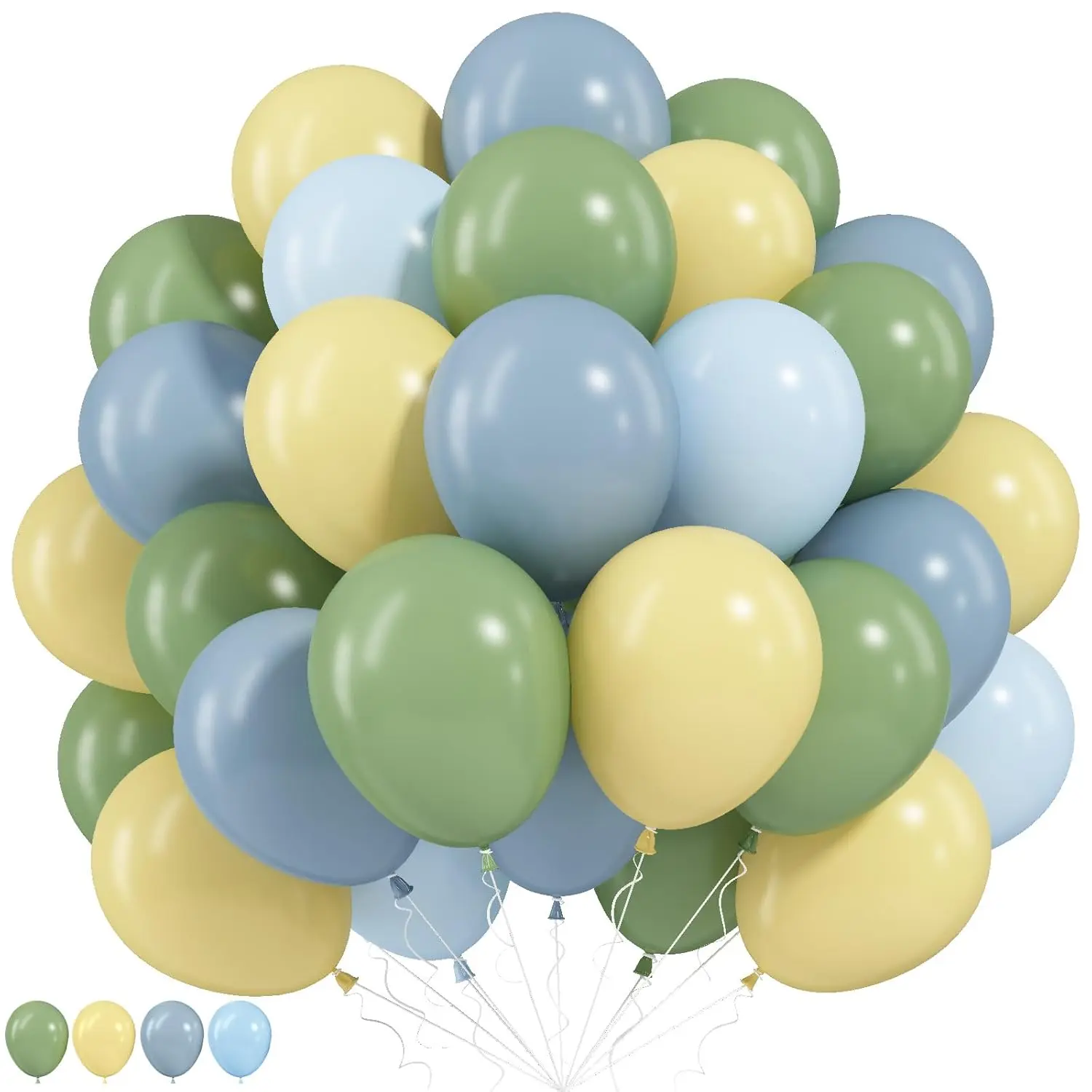 Sage Green, Dusty Blue & Yellow Balloons, 12-Inch for Baby Showers, Birthdays & Bee Theme Decor