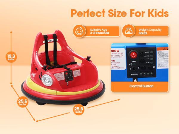 Sophia&William Bumper Car for Toddlers, 12 V Electric Ride On Car for Kids w/Parent Remote Control, 360° Spin, LED Lights & Music,DIY Stickers, for Boys & Girls