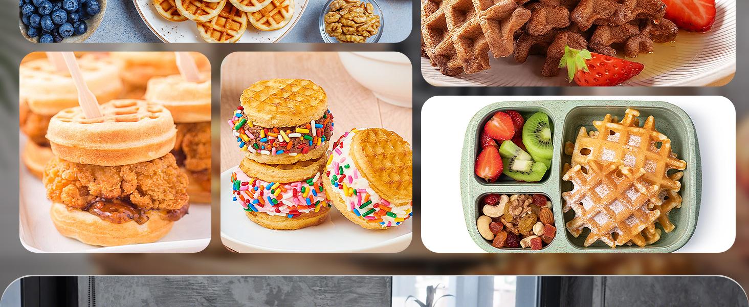 Mini Waffle Maker Machine, Small Waffle Bites Maker for Kids, Makes 8 x 2 inch Tiny Waffle Bites, Ideal for Breakfast, Snacks, Desserts and More Kitchen Appliances Portable