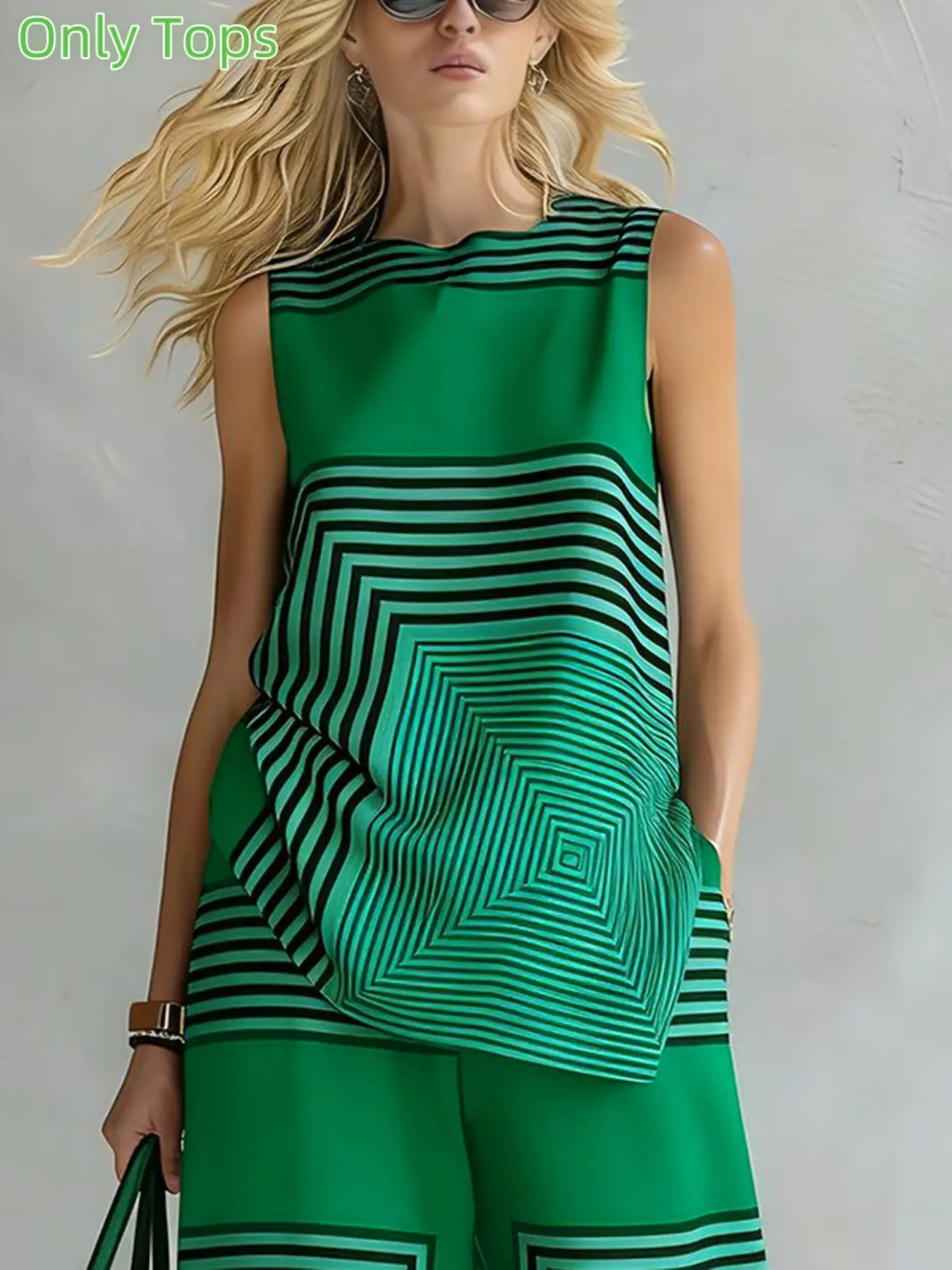 Printed Colorblock Striped Loose Fit Sleeveless Round Neck Tank Top, Casual Sleeveless Tops, Casual Summer Wear, Womenswear, Comfortable and Stylish, Perfect for Daily