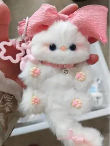 Fluffy Fake Fur Kitten Craft Kit Easy DIY Plush Keychain  Kit Cute Pet Toy ASMR Relaxing Handmade Project for Beginners Fluffy artificial fur kitten