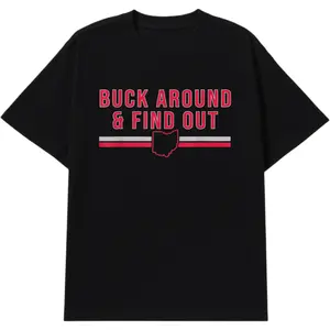 Funny Ohio Buckeye Graphic Tee for Men – "Buck Around & Find Out" Oversized T-Shirt, Streetwear Fall Outfit for Bold Sports Fans & Gifts Crewneck Fabric