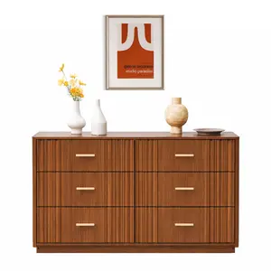 Giratree 47" Fluted Dresser with 3/5/6/8/9 Drawers, Mid-Century Modern Wooden Chest of Drawers, Bedroom Dresser TV Stand, Storage Organizer for Living Room & Hallway