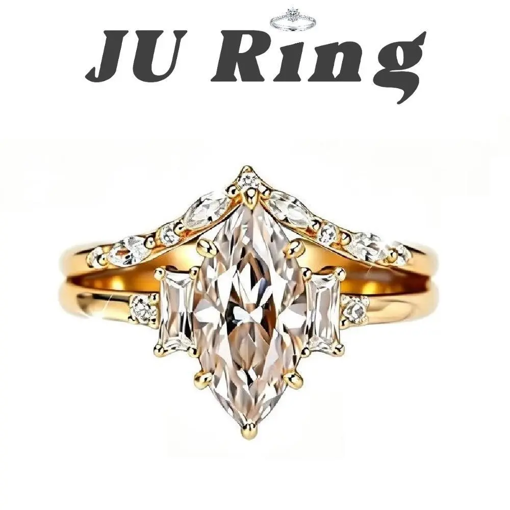 #83 (Marquise Cut) 2 ct S925 Sterling Silver Lab-Grown Moissanite VVS1 D Main Ring Gifts for Women Stacks Engagement Wedding Rings Bridal Rings