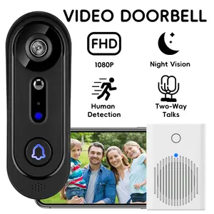 Smart Video Doorbell with Wireless Indoor Chime, HD Night Vision, Human Detection, Two-way Audio Talks, Cloud Storage, Family Sharing