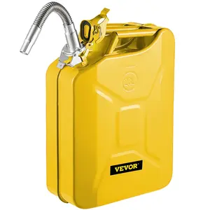 VEVOR Jerry Fuel Can 5.3 Gallon 20L Portable Gas Can with Flexible Spout Rustproof Heat-resistant Steel Tank for Cars Trucks Equipment Yellow
