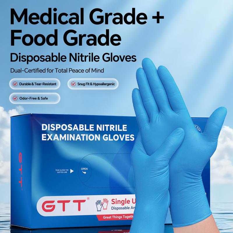 500pcs Heavy-Duty Blue Nitrile Gloves , Extra Thick 8 Mil, Oil Resistant, Powder-Free, for Industrial, Salon, Laboratory, Kitchen, Cleaning - Bulk Value Pack (S/M/L/XL), Salon Supplies, Professional Workwear, Reinforced Protection, Home Cooks