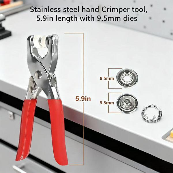 100PCS Metal Snap Buttons with Hand Press Pliers Set, Sewing Accessories Kit for DIY Clothing, Hats & Crafts, Seamless Fastener Tool Set