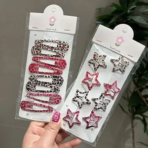 Y2K Leopard Waterdrop Hair Clips for Women Girls Vintage Geometric Star Hairpins BB Clips Barrettes Bangs Party Hair Accessories
