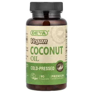 Deva Vegan Coconut Oil, Cold-Pressed, 90 Vegan Caps (500 mg per Capsule)