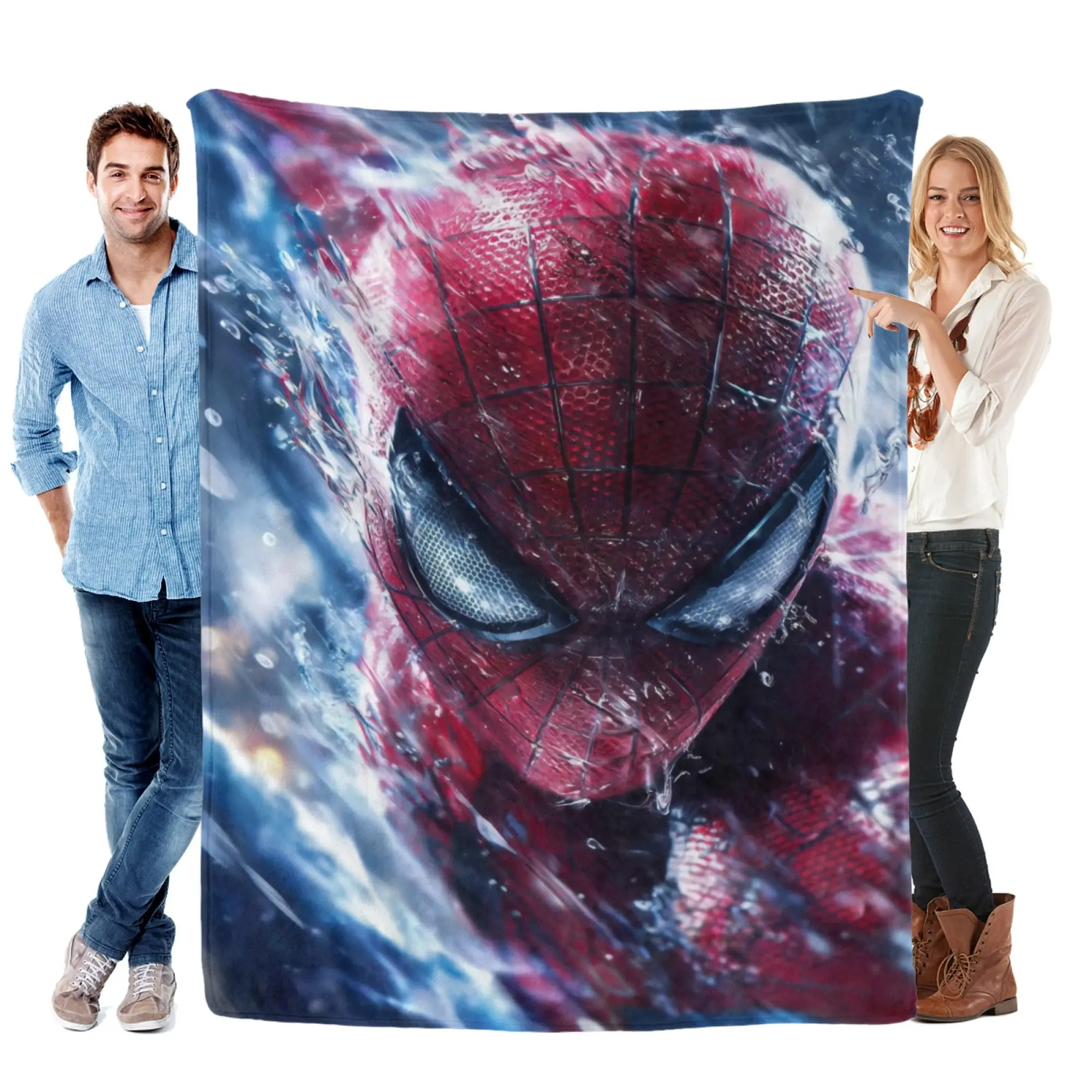 [SummerVibes] MARVEL CLASSIC Spider-Man Cinematic Splash Flannel Blanket, Soft 2D Print Throw for Couch, Bed, Office Nap & Fans