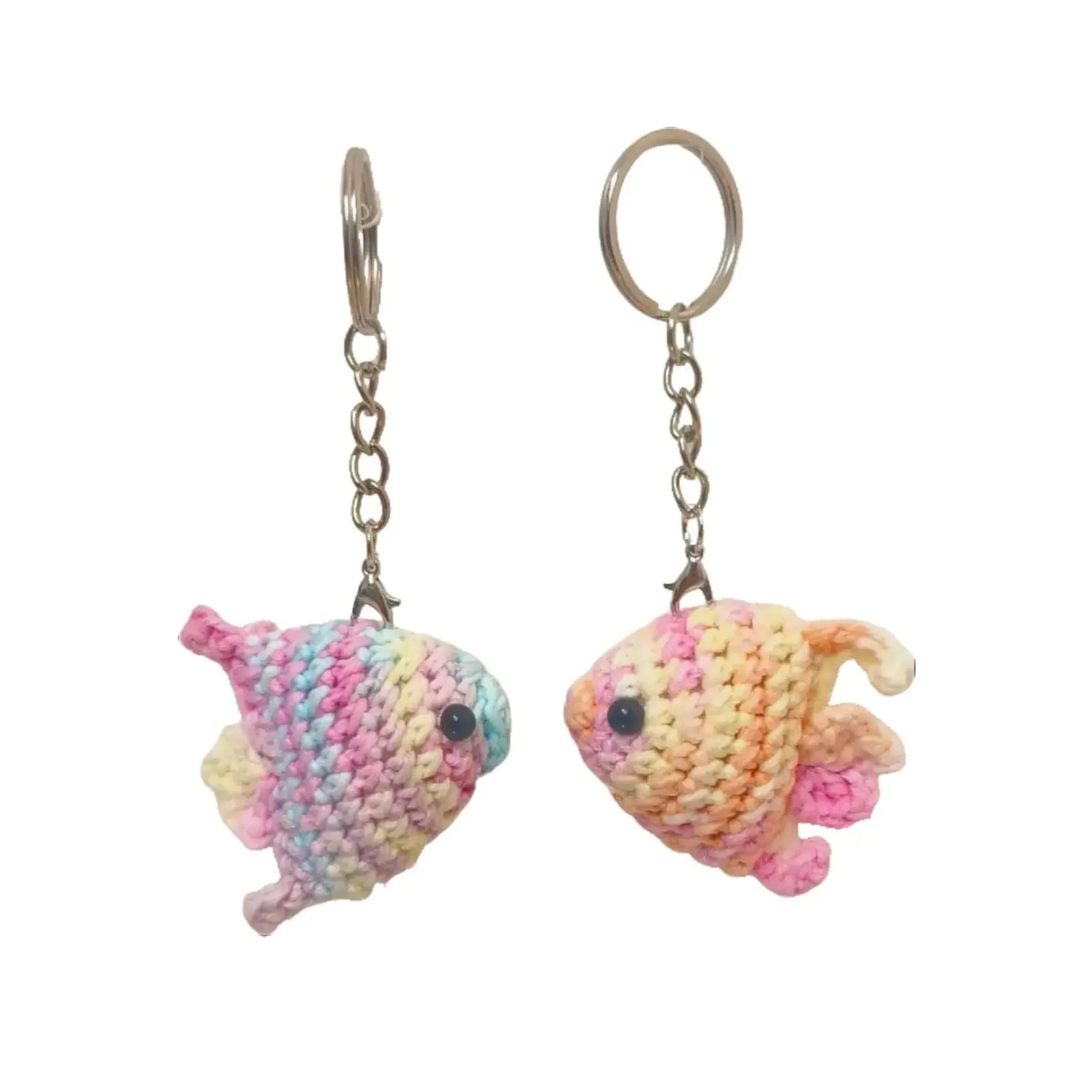 Crochet COUPLE FISH Keychain, Set of 2, Amigurumi Fish Bag Charm Pendant, Handmade Knitted Cute Fish, Colorful Fish, Gift for Lover, Gift for Couple